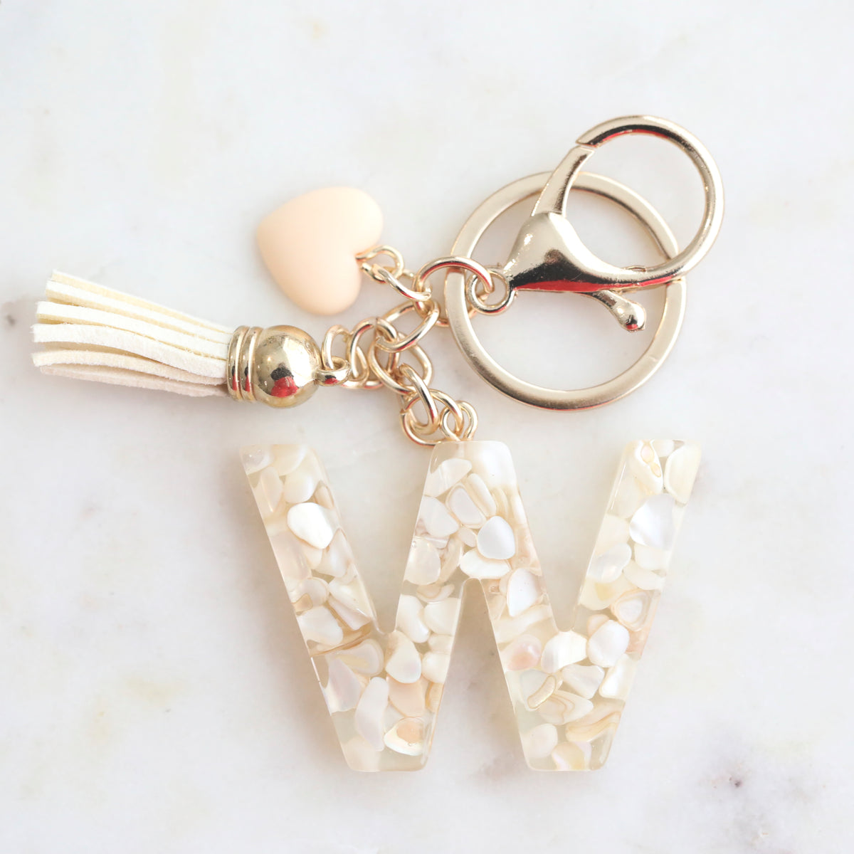Crystal & Mother of Pearl Shell inlaid Key Ring
