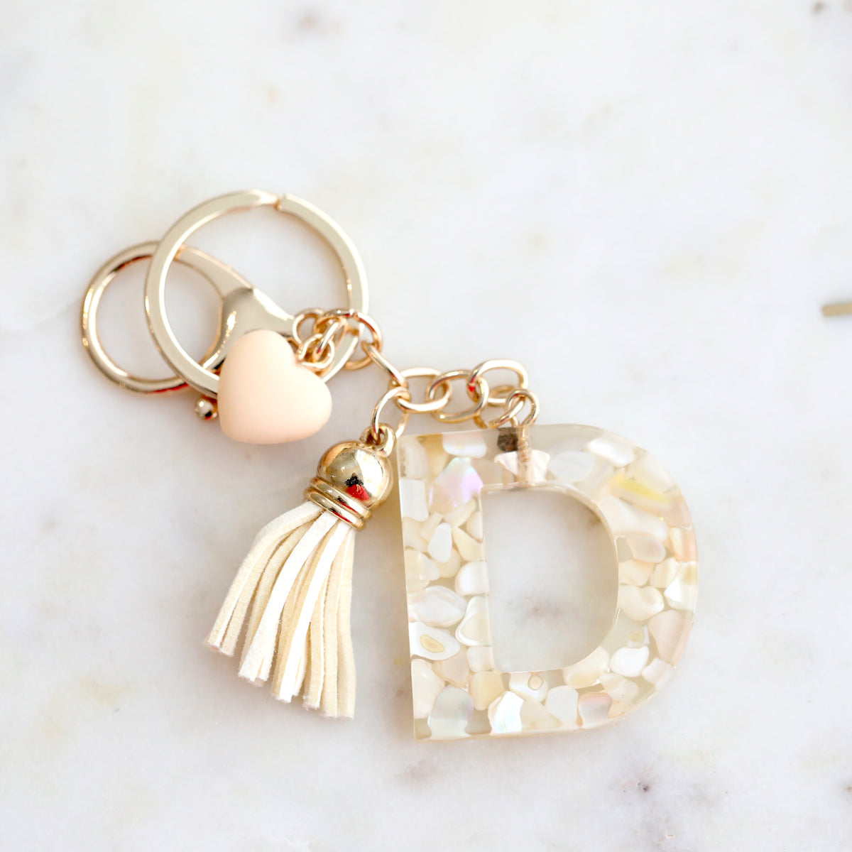 Crystal & Mother of Pearl Shell inlaid Key Ring