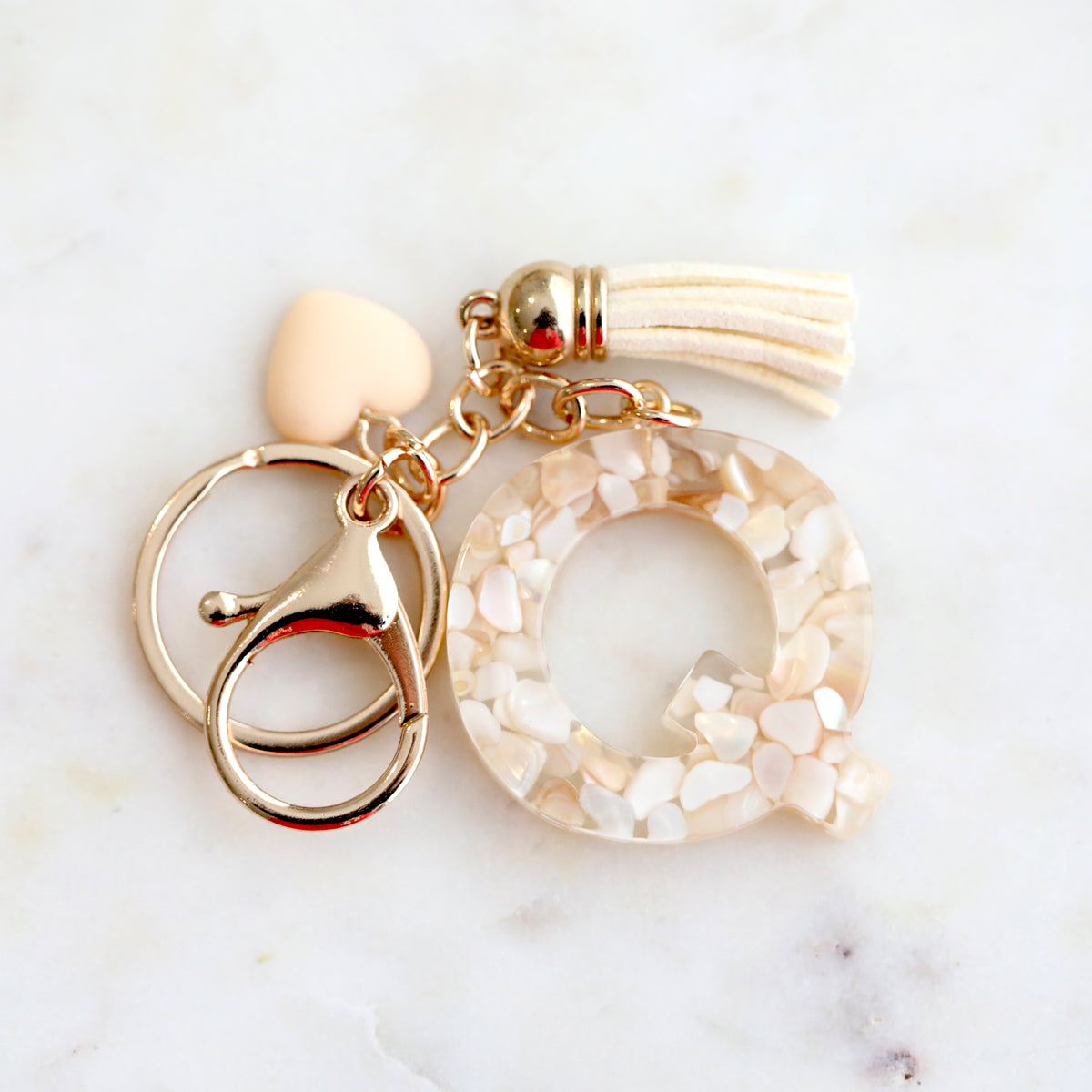 Crystal & Mother of Pearl Shell inlaid Key Ring