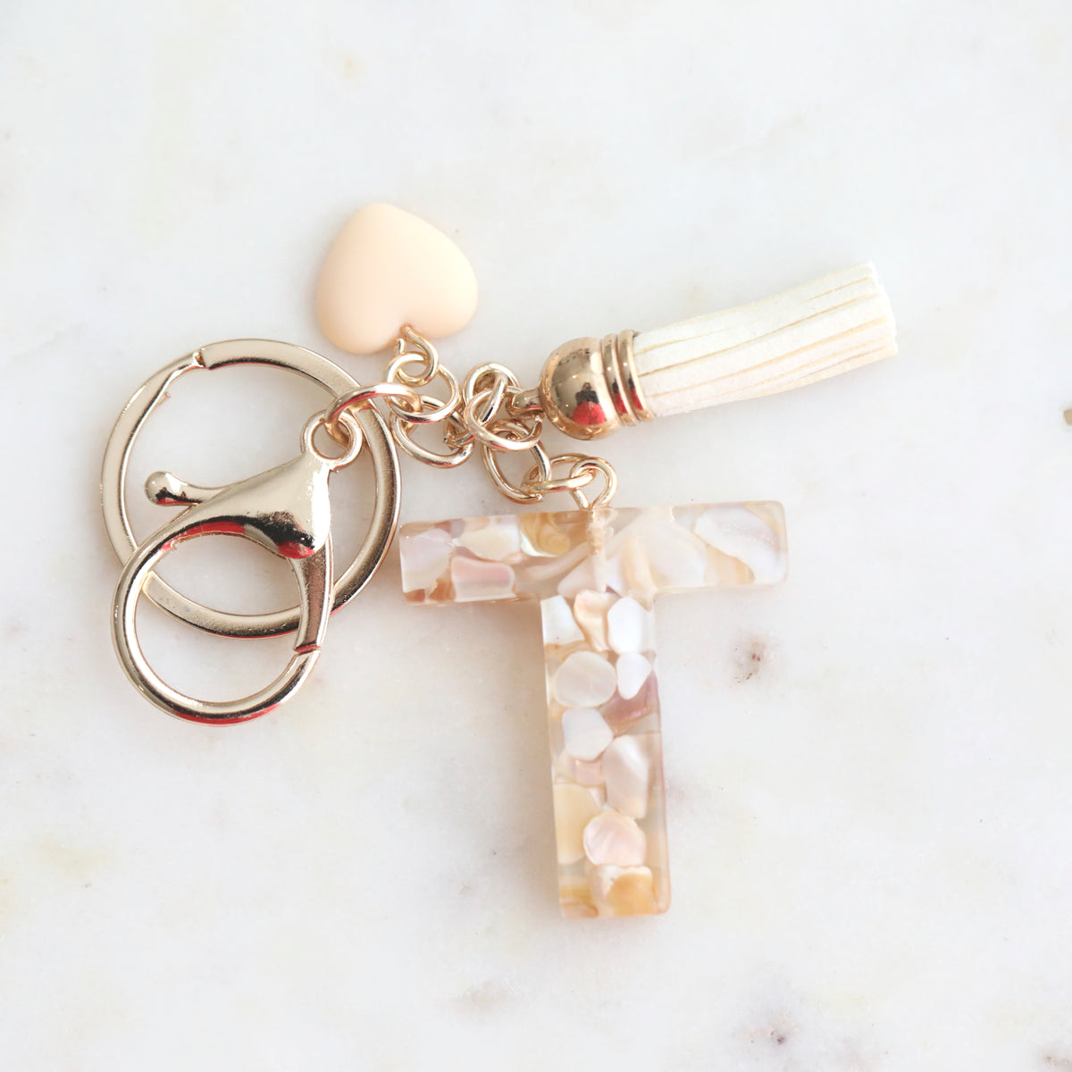 Crystal & Mother of Pearl Shell inlaid Key Ring