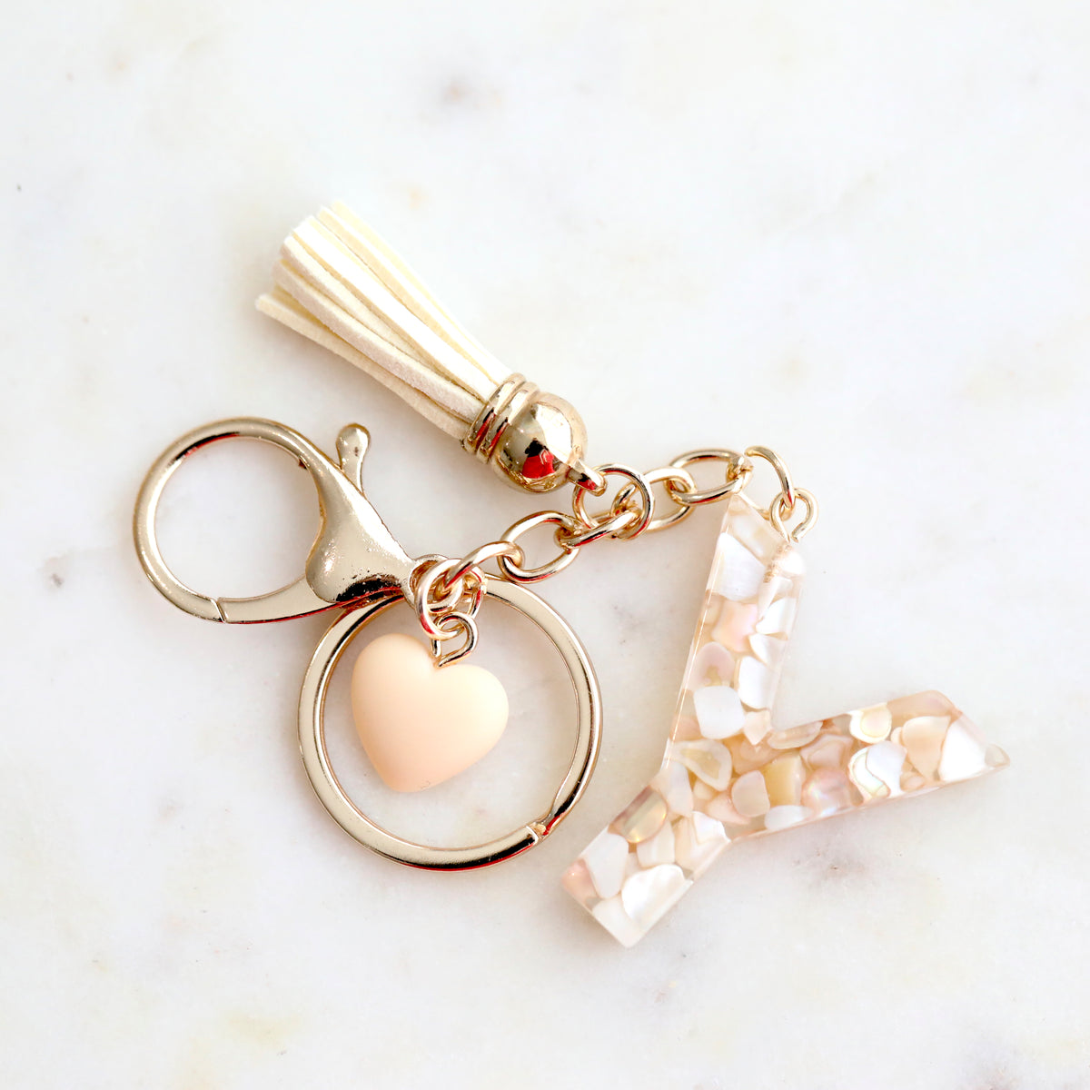 Crystal & Mother of Pearl Shell inlaid Key Ring