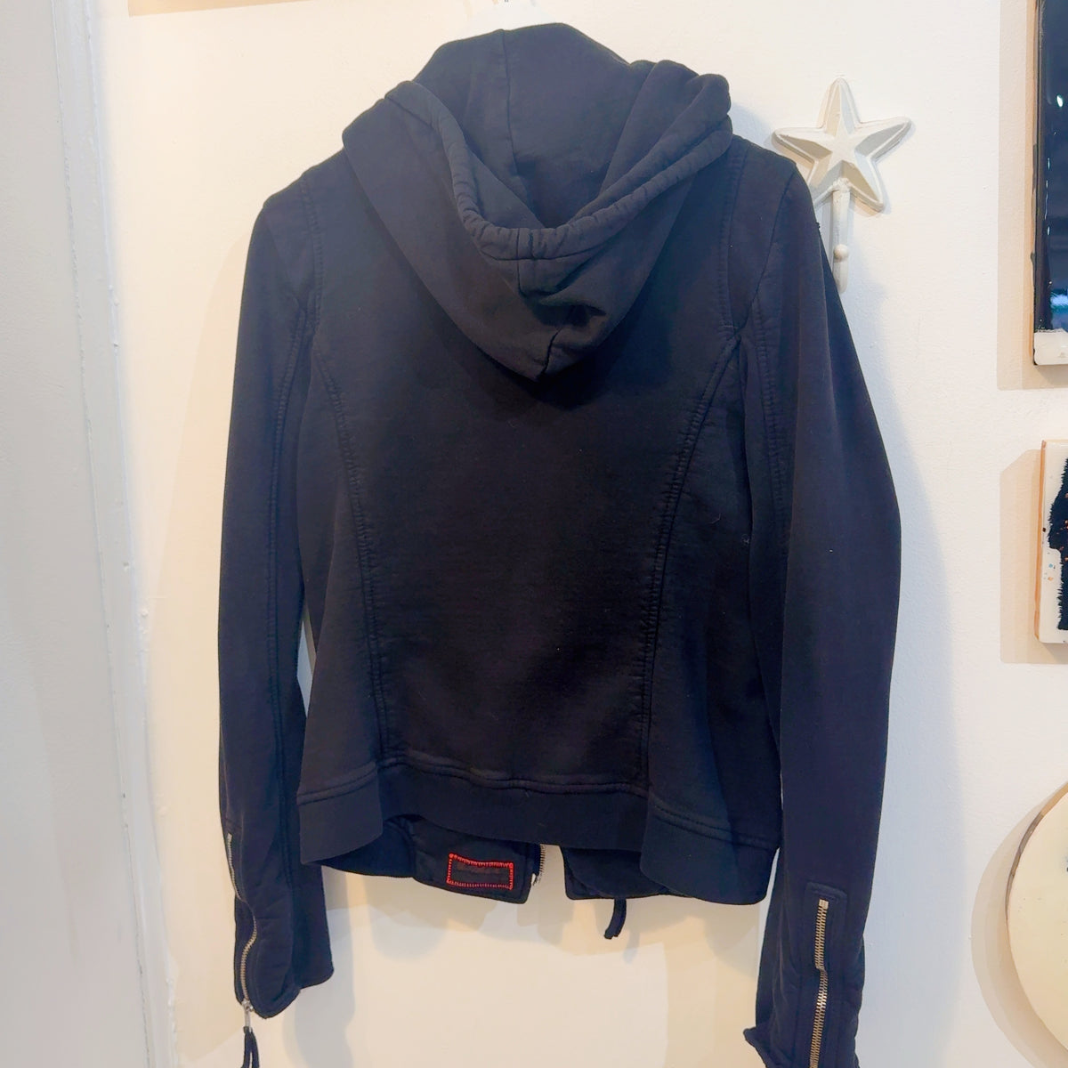 True Religion Black Hooded Zip-Up Jacket