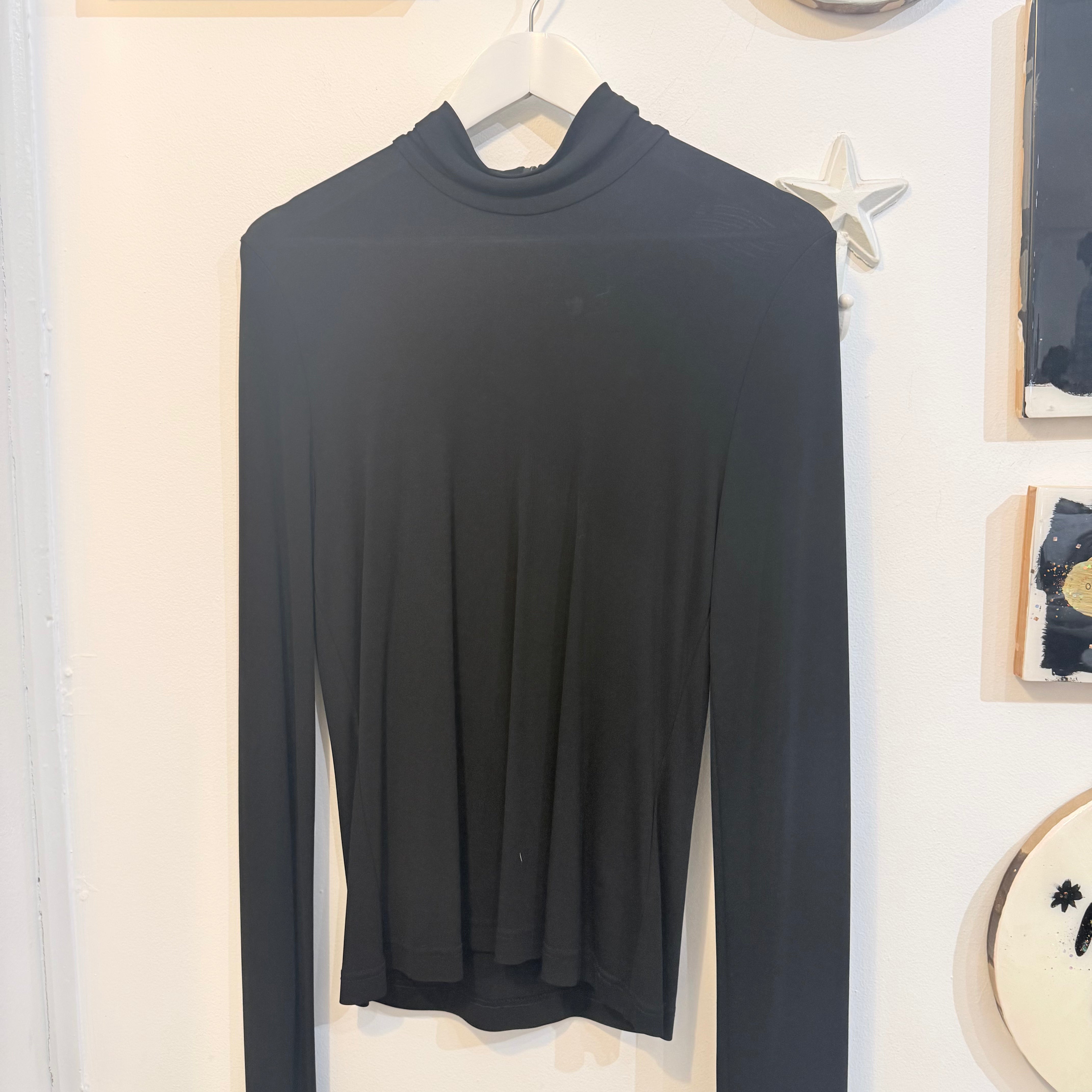 Luxe Deluxe Black Draped High Neck Top