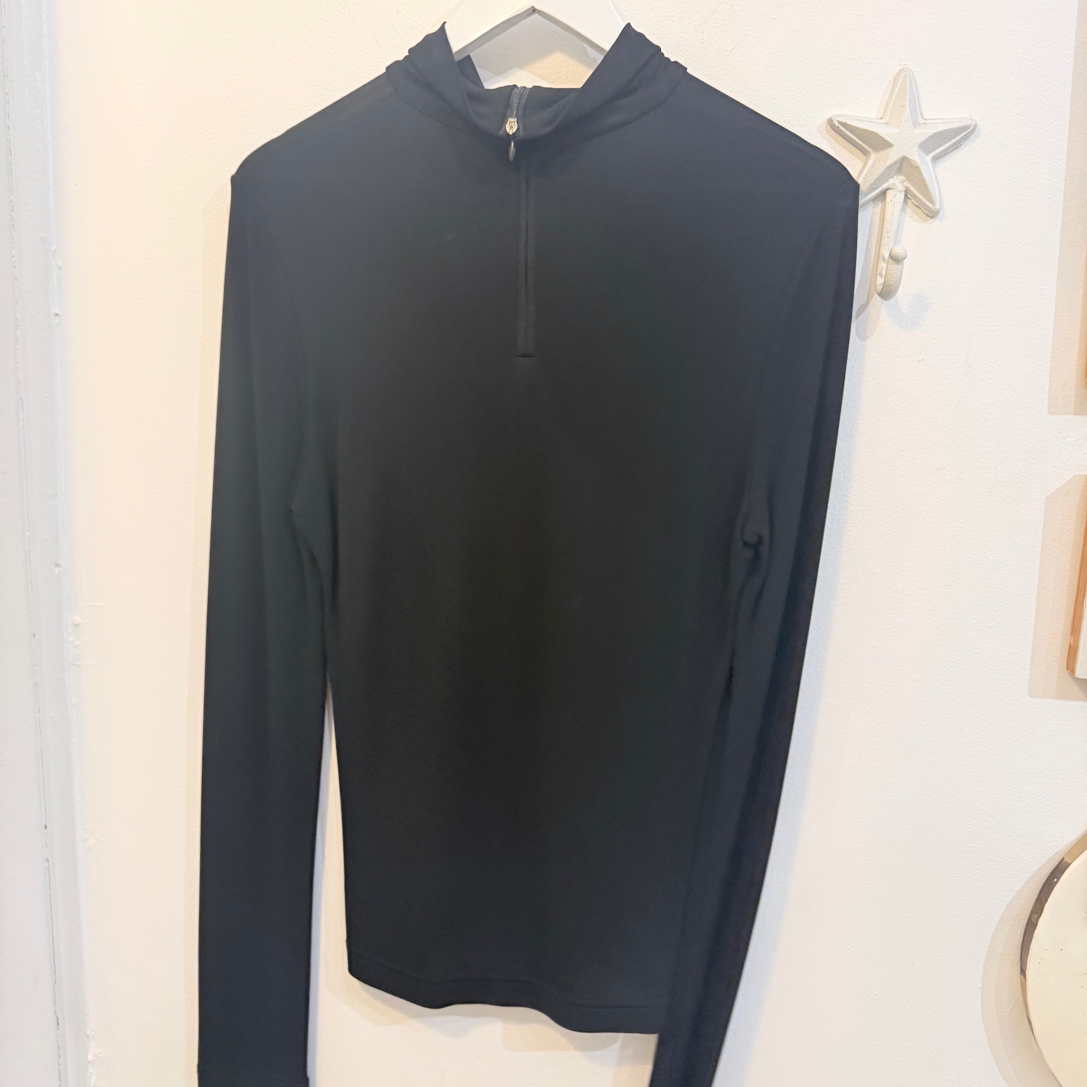 Luxe Deluxe Black Draped High Neck Top
