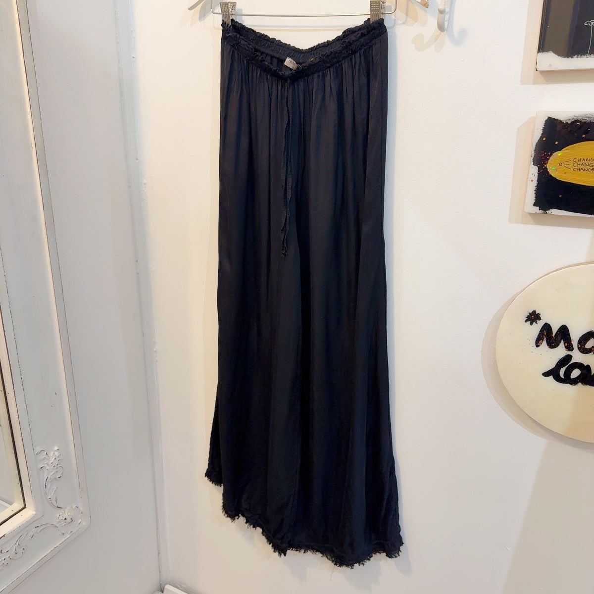 Mama Papa Black Silk Wide-Leg Pants