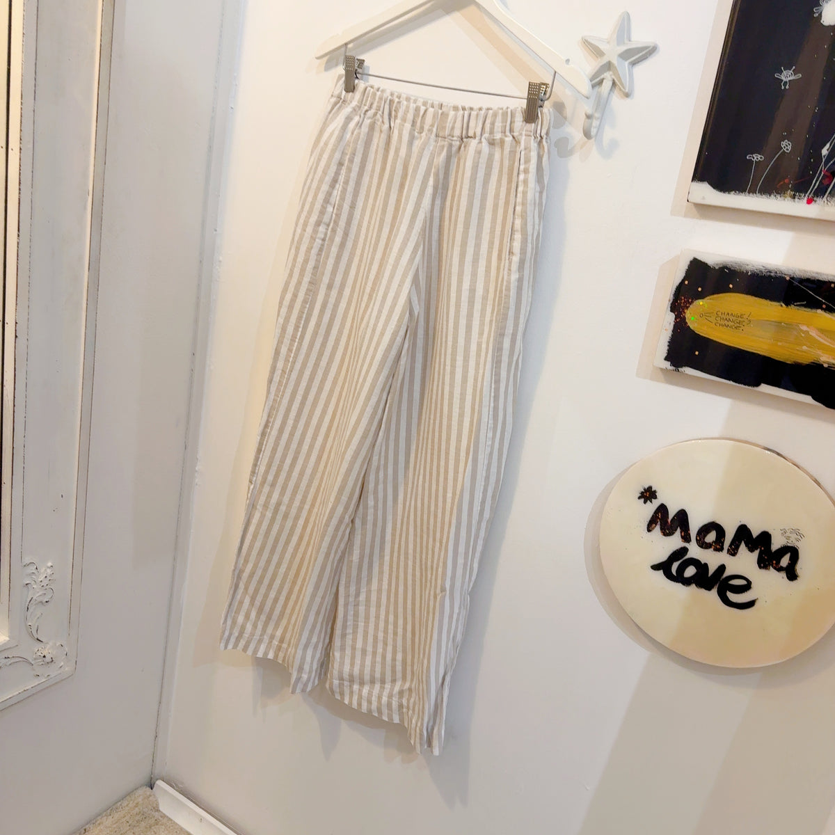 Frockk - Natural & White Stripe Wide-Leg Pants