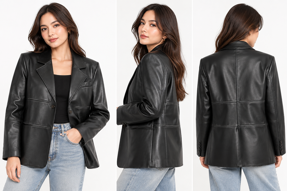 DISSH Monty Black Faux Leather Blazer