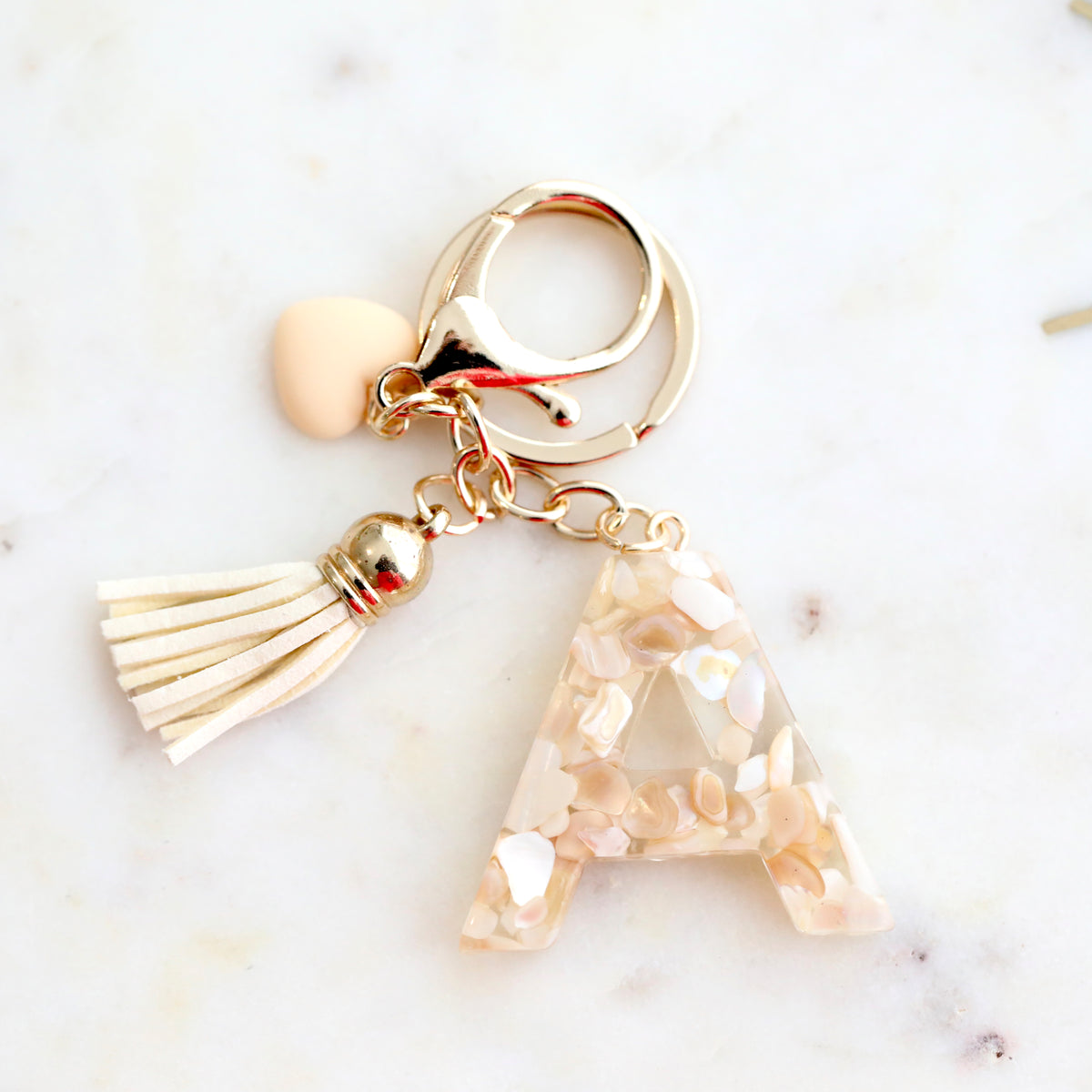 Crystal & Mother of Pearl Shell inlaid Key Ring