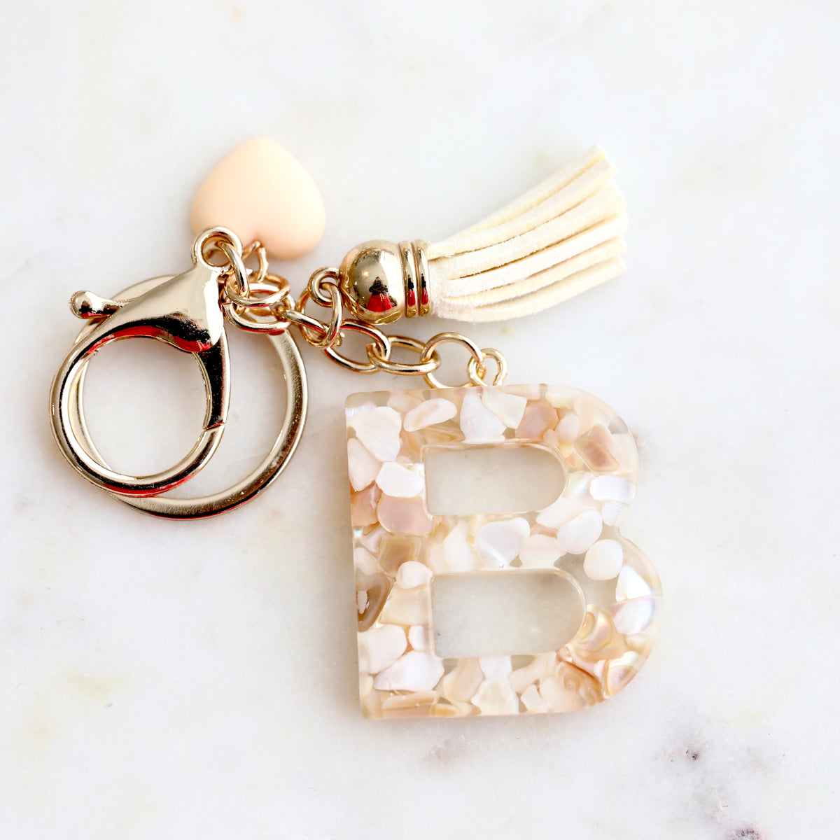 Crystal & Mother of Pearl Shell inlaid Key Ring