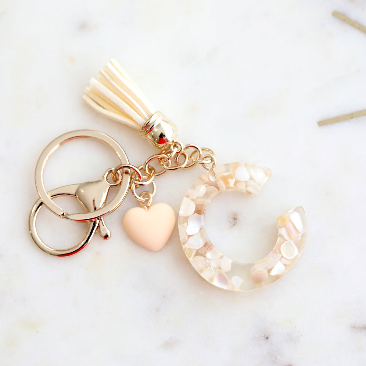 Crystal & Mother of Pearl Shell inlaid Key Ring