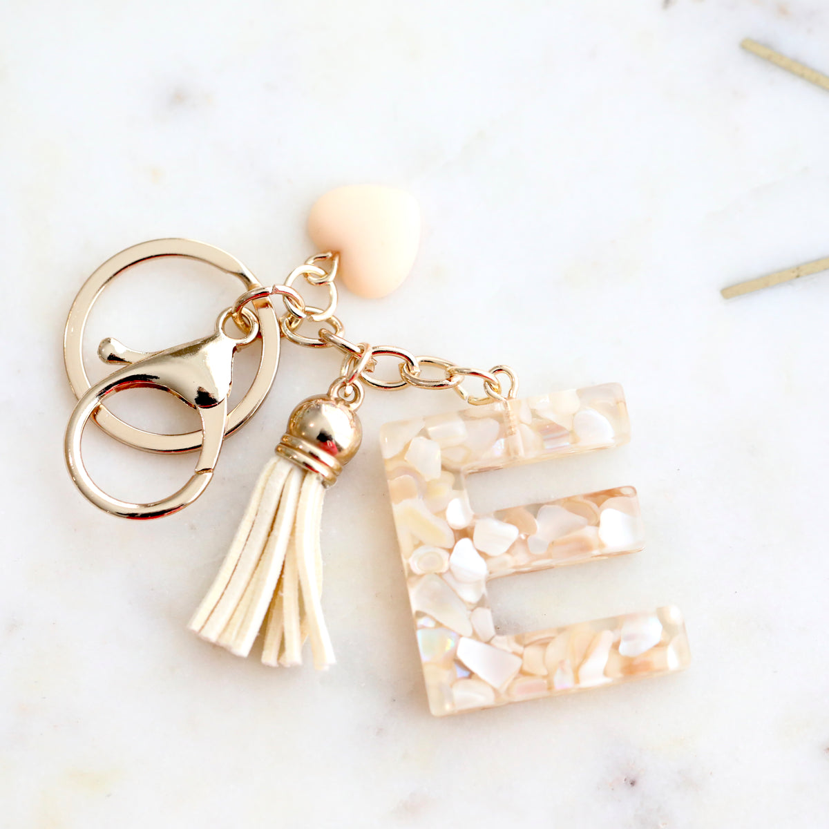 Crystal & Mother of Pearl Shell inlaid Key Ring