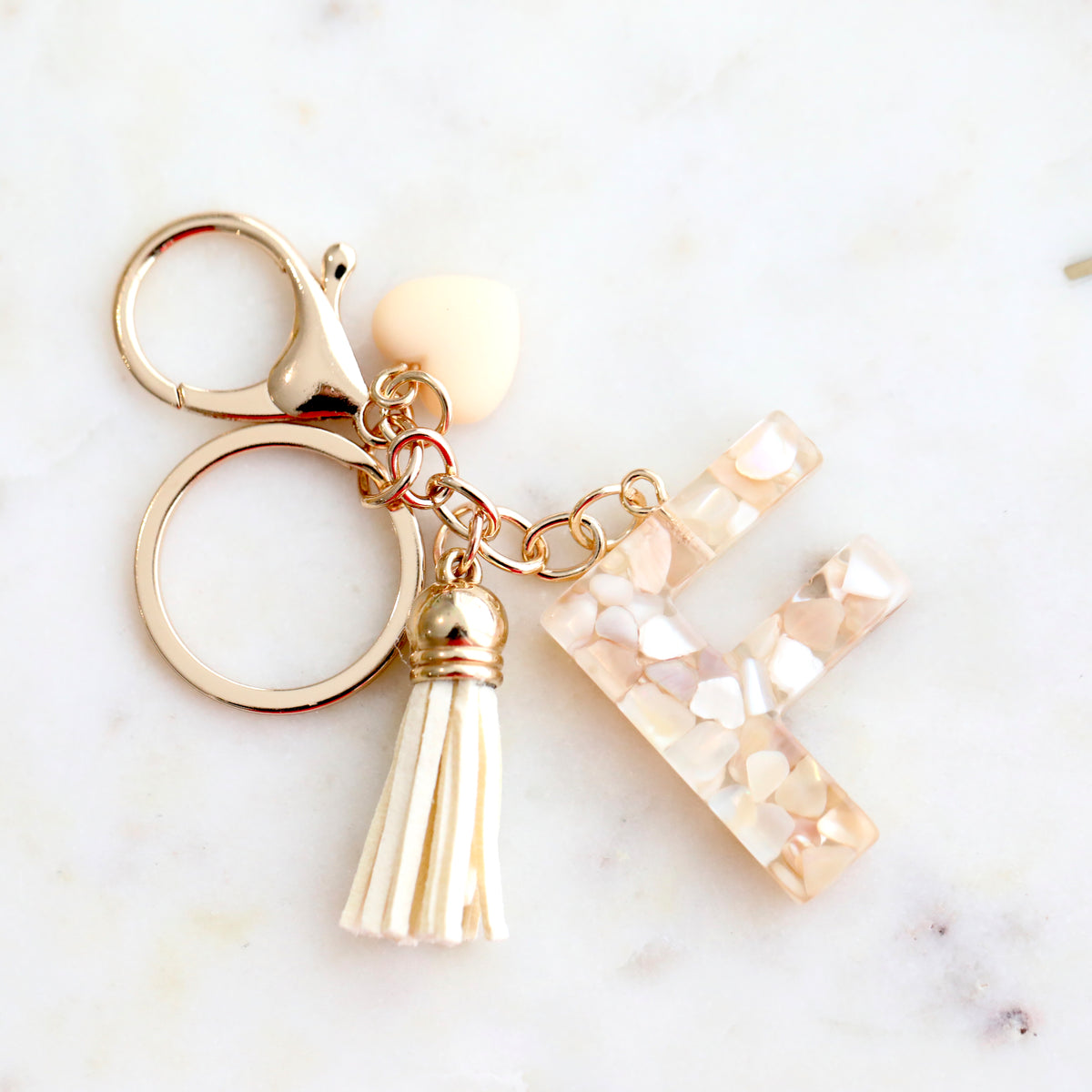 Crystal & Mother of Pearl Shell inlaid Key Ring
