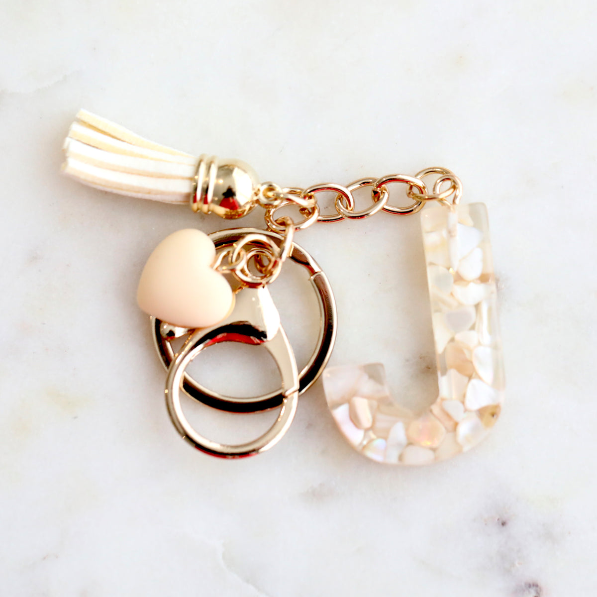 Crystal & Mother of Pearl Shell inlaid Key Ring