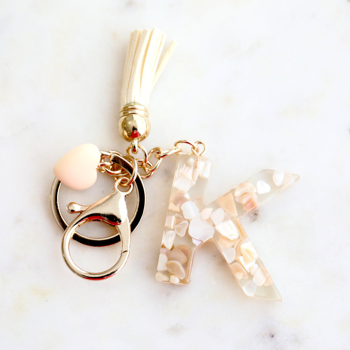 Crystal & Mother of Pearl Shell inlaid Key Ring