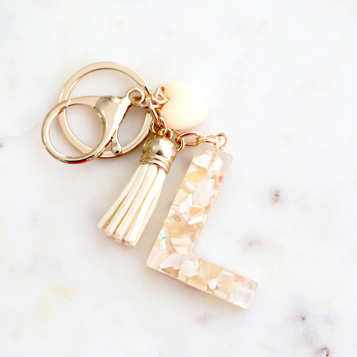 Crystal & Mother of Pearl Shell inlaid Key Ring