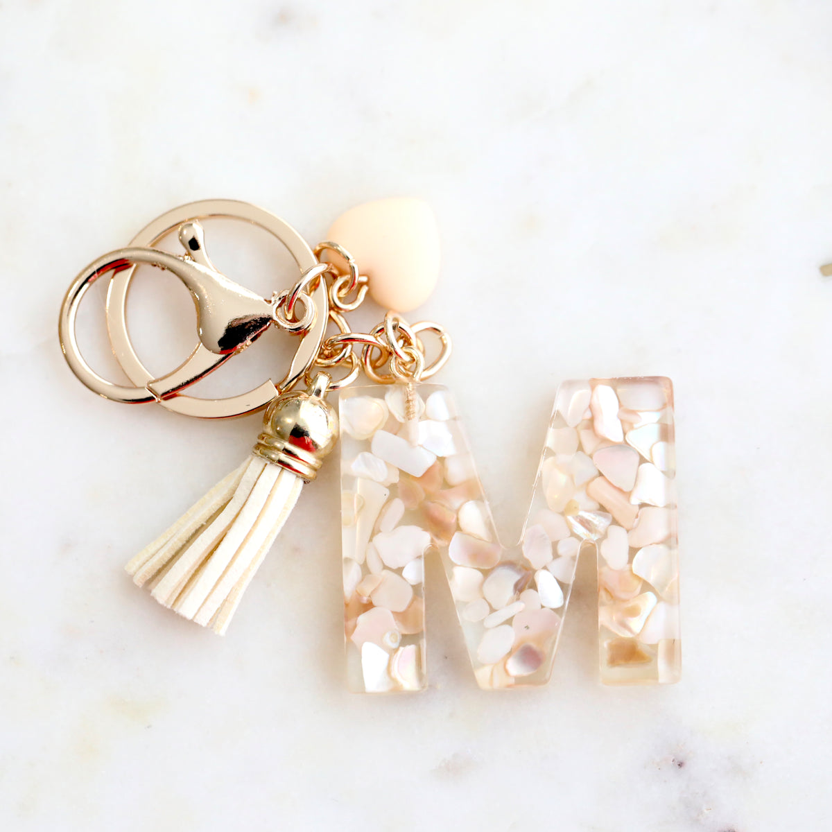 Crystal & Mother of Pearl Shell inlaid Key Ring