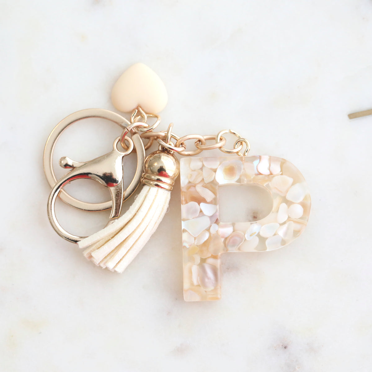 Crystal & Mother of Pearl Shell inlaid Key Ring