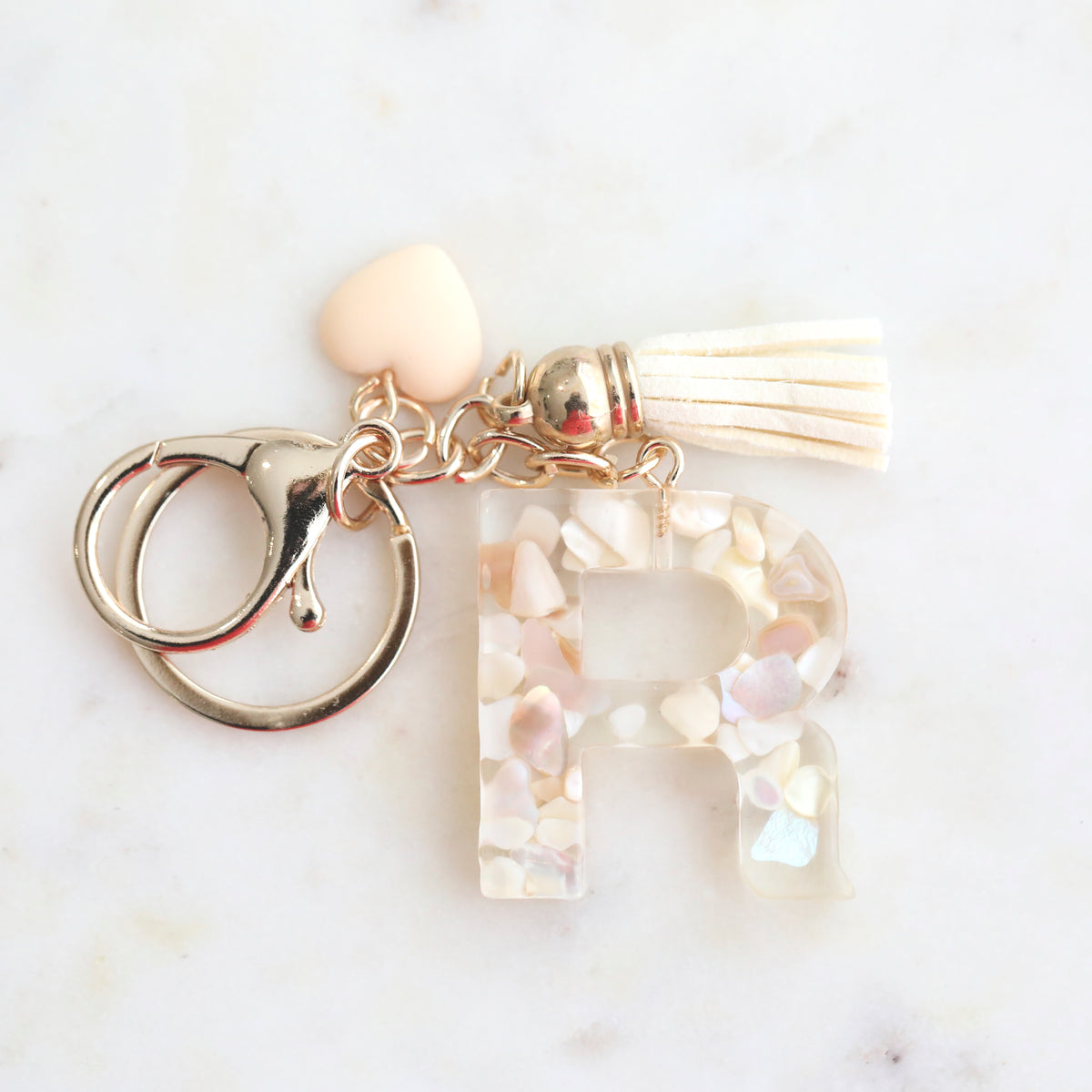 Crystal & Mother of Pearl Shell inlaid Key Ring
