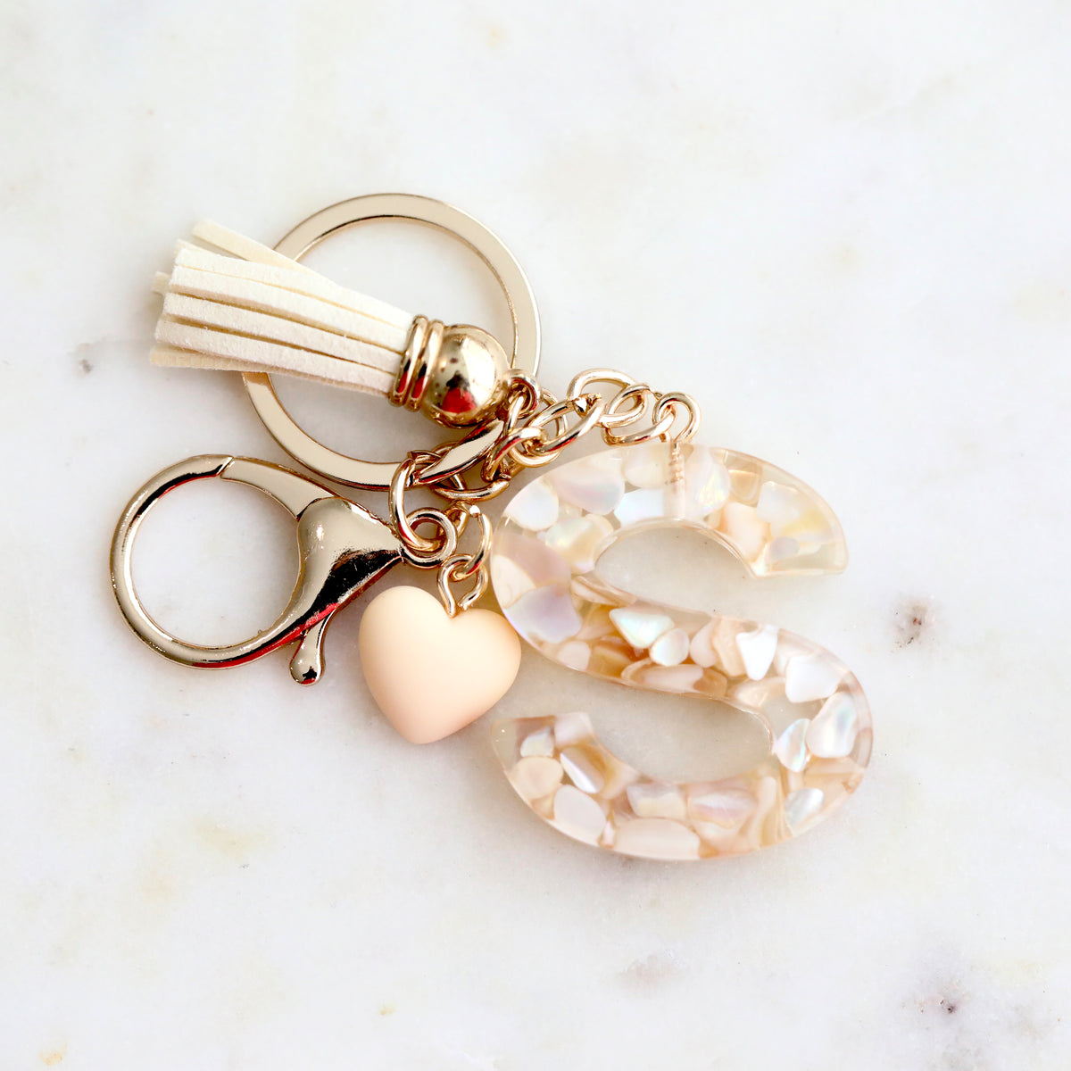 Crystal & Mother of Pearl Shell inlaid Key Ring