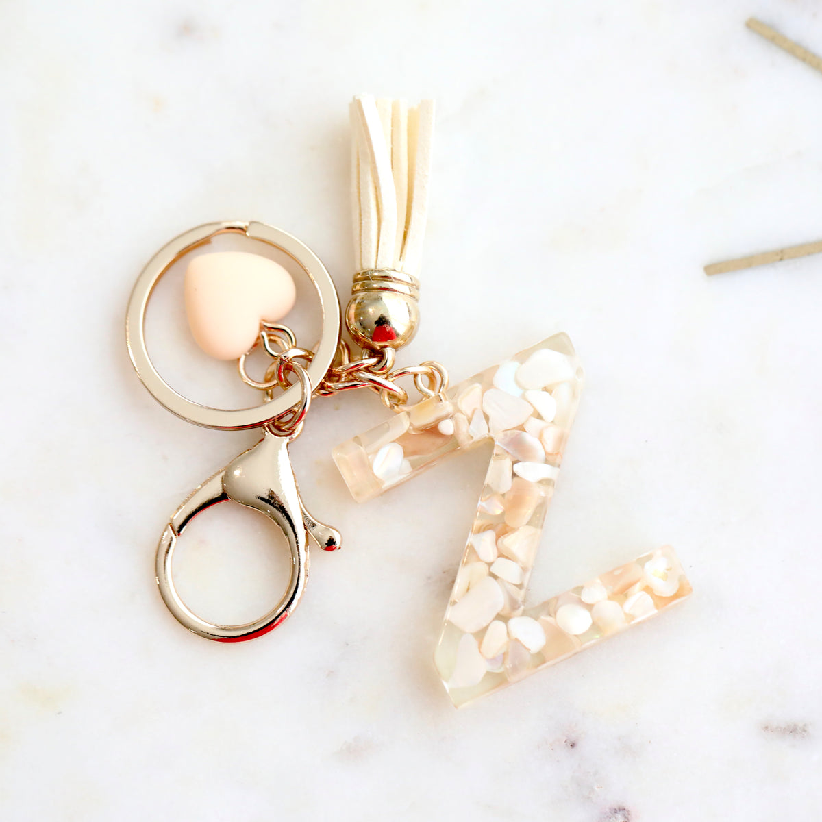 Crystal & Mother of Pearl Shell inlaid Key Ring