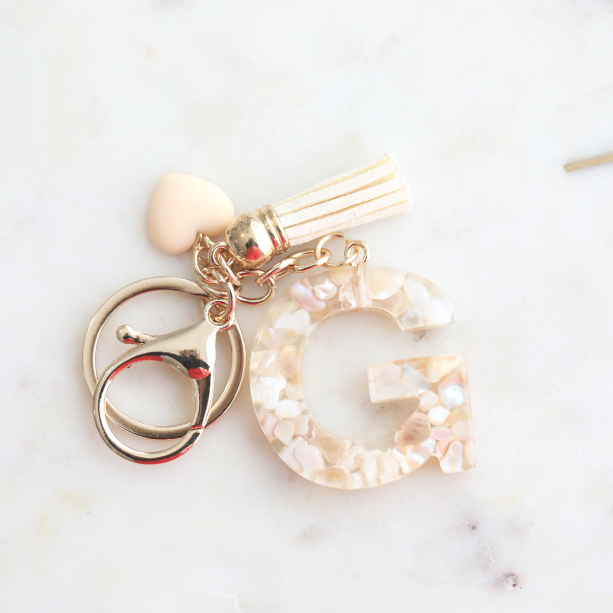 Crystal & Mother of Pearl Shell inlaid Key Ring
