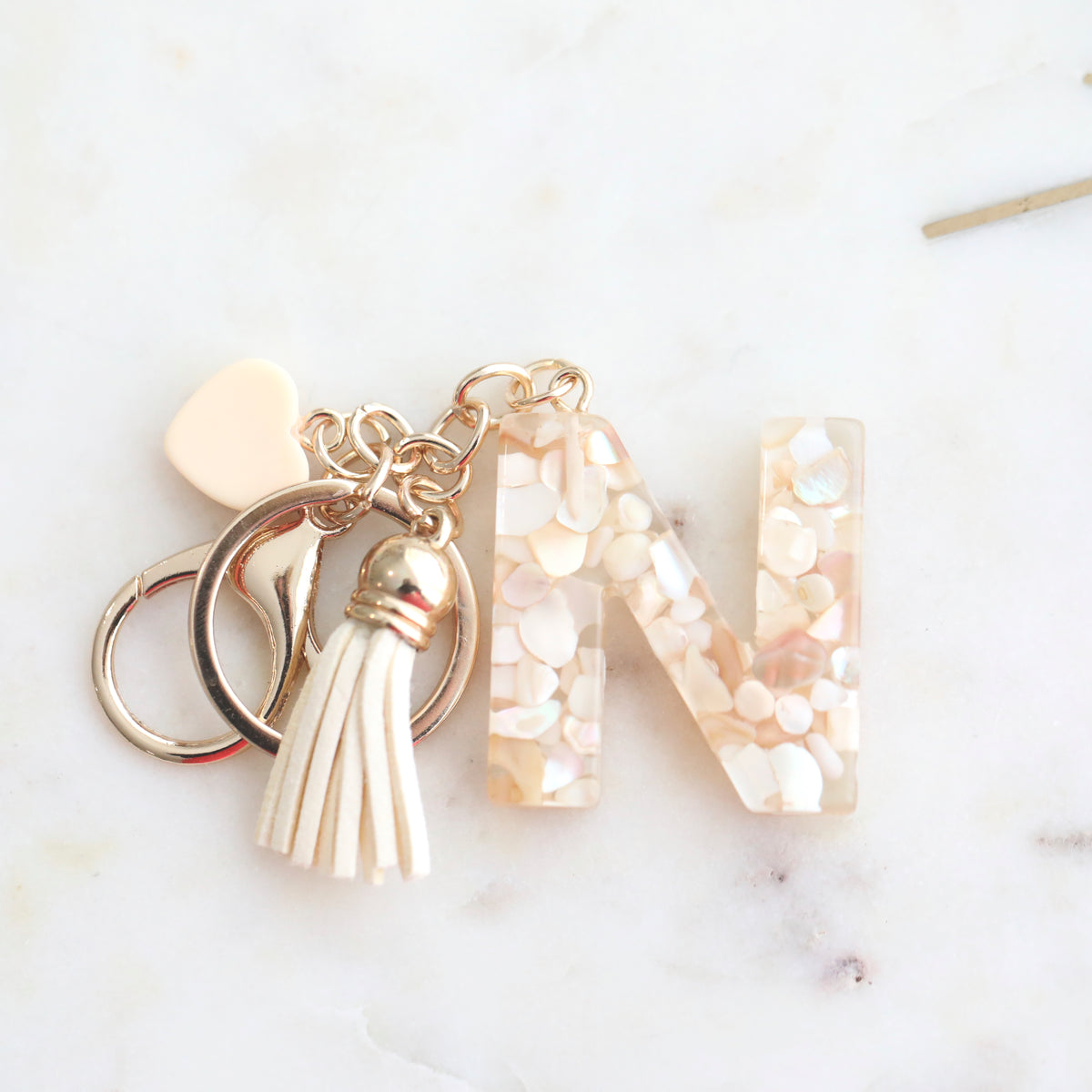 Crystal & Mother of Pearl Shell inlaid Key Ring