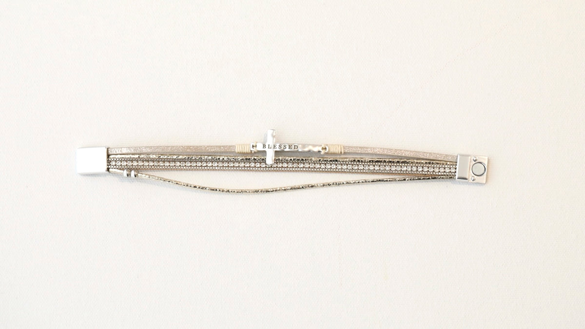 'Blessed' Cross Bracelet