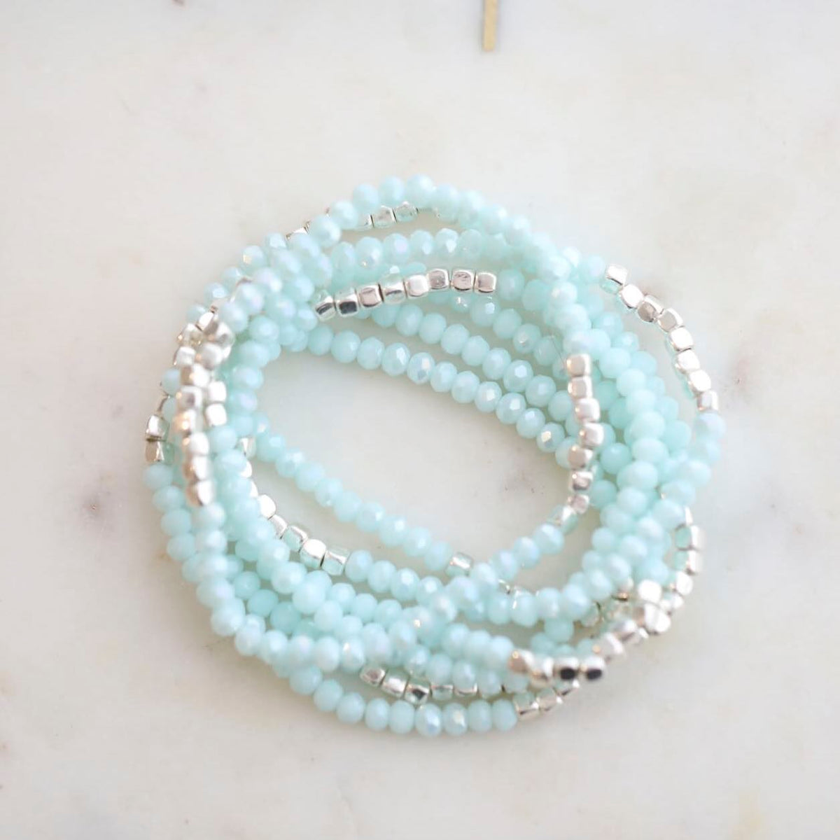 Blue & Gold Crystal Bead Bracelet by Mrs V – Vibrant Jewellery