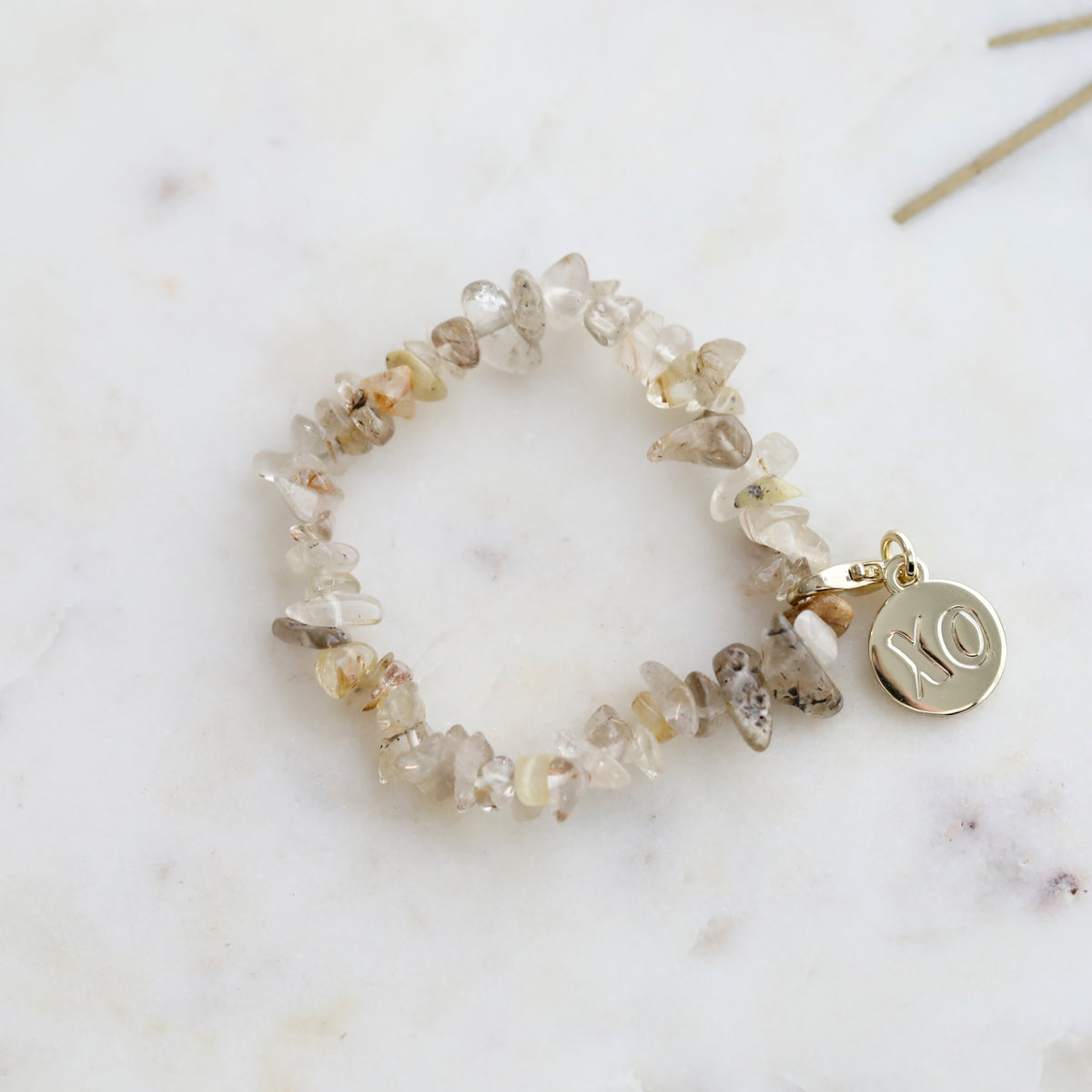 Rutilated Quartz Crystal Chip Bracelet