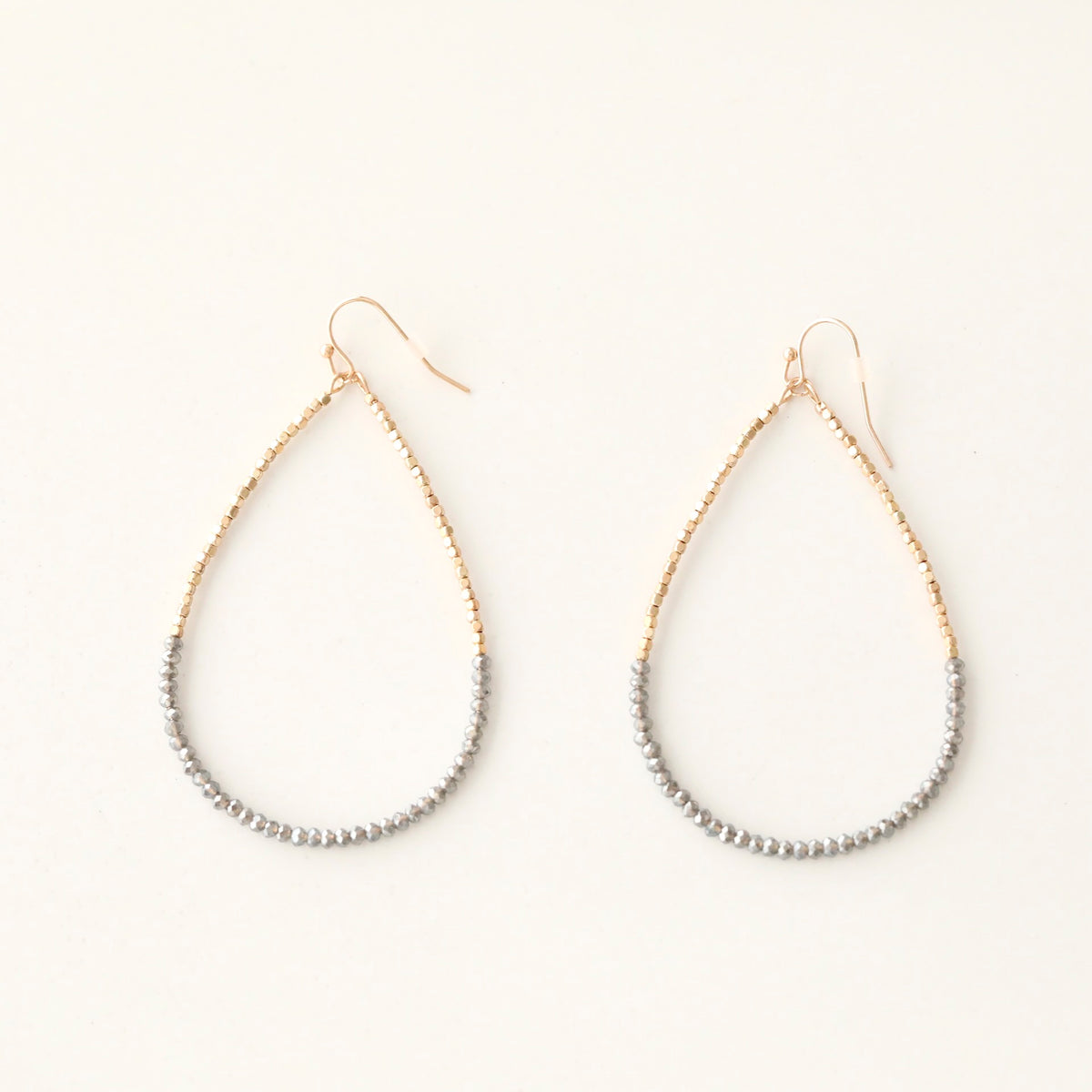 Beaded Large Teardrop Shaped Earrings