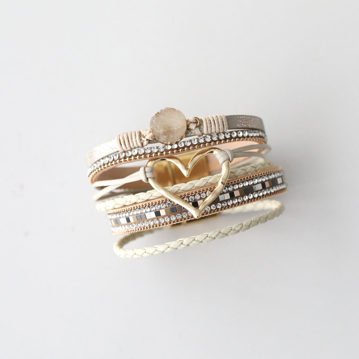 Natural Leather Heart Cuff
