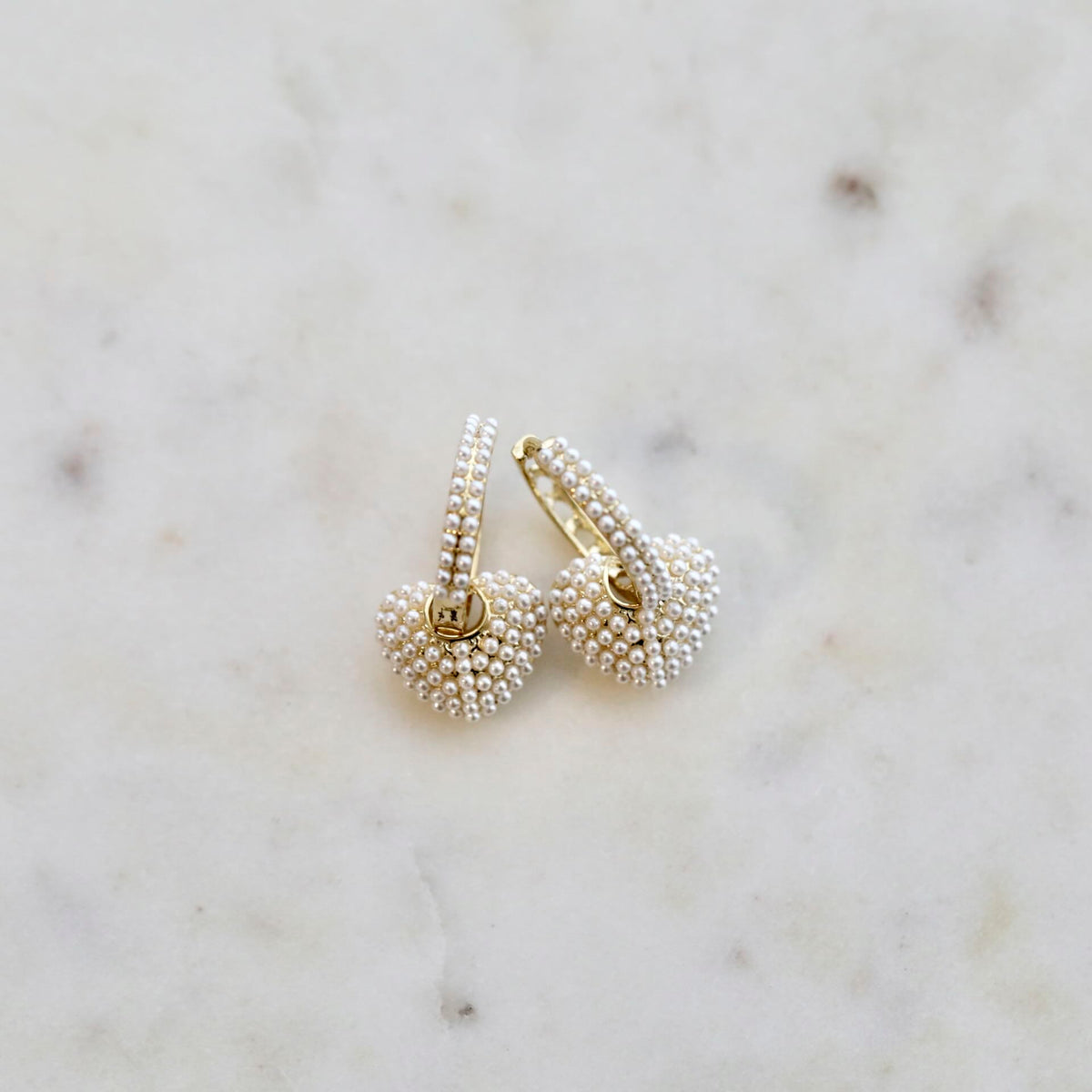 Pearl Heart Earrings by Mrs V – Vintage 24K Gold Plated Jewellery