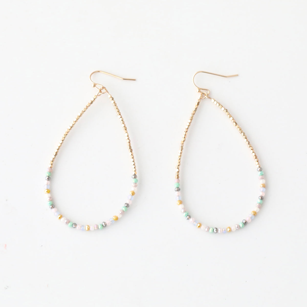 Beaded Large Teardrop Shaped Earrings