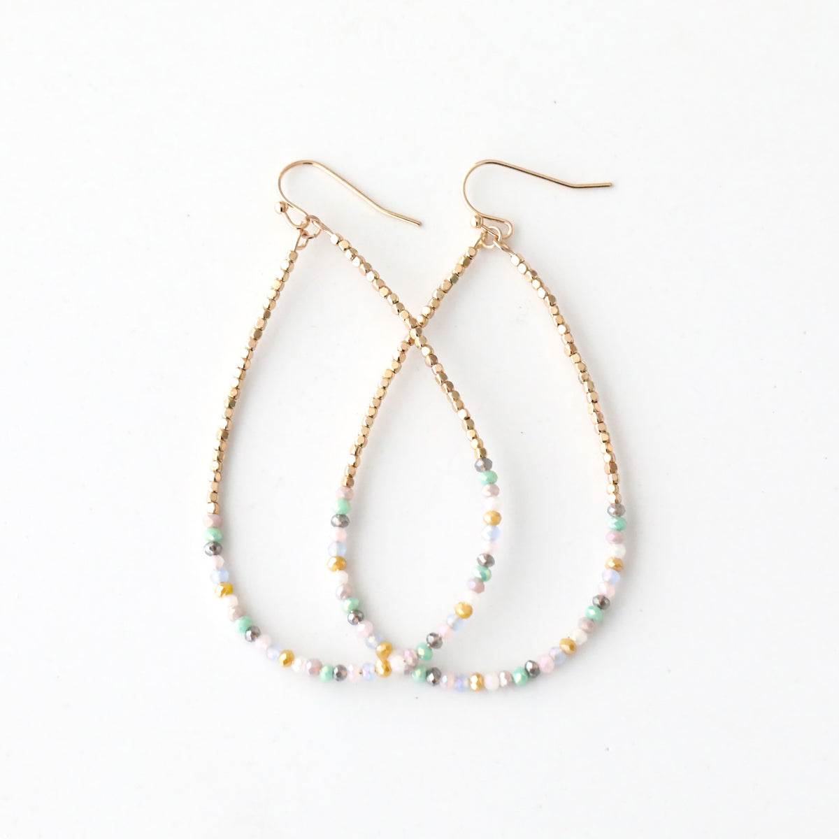 Beaded Large Teardrop Shaped Earrings