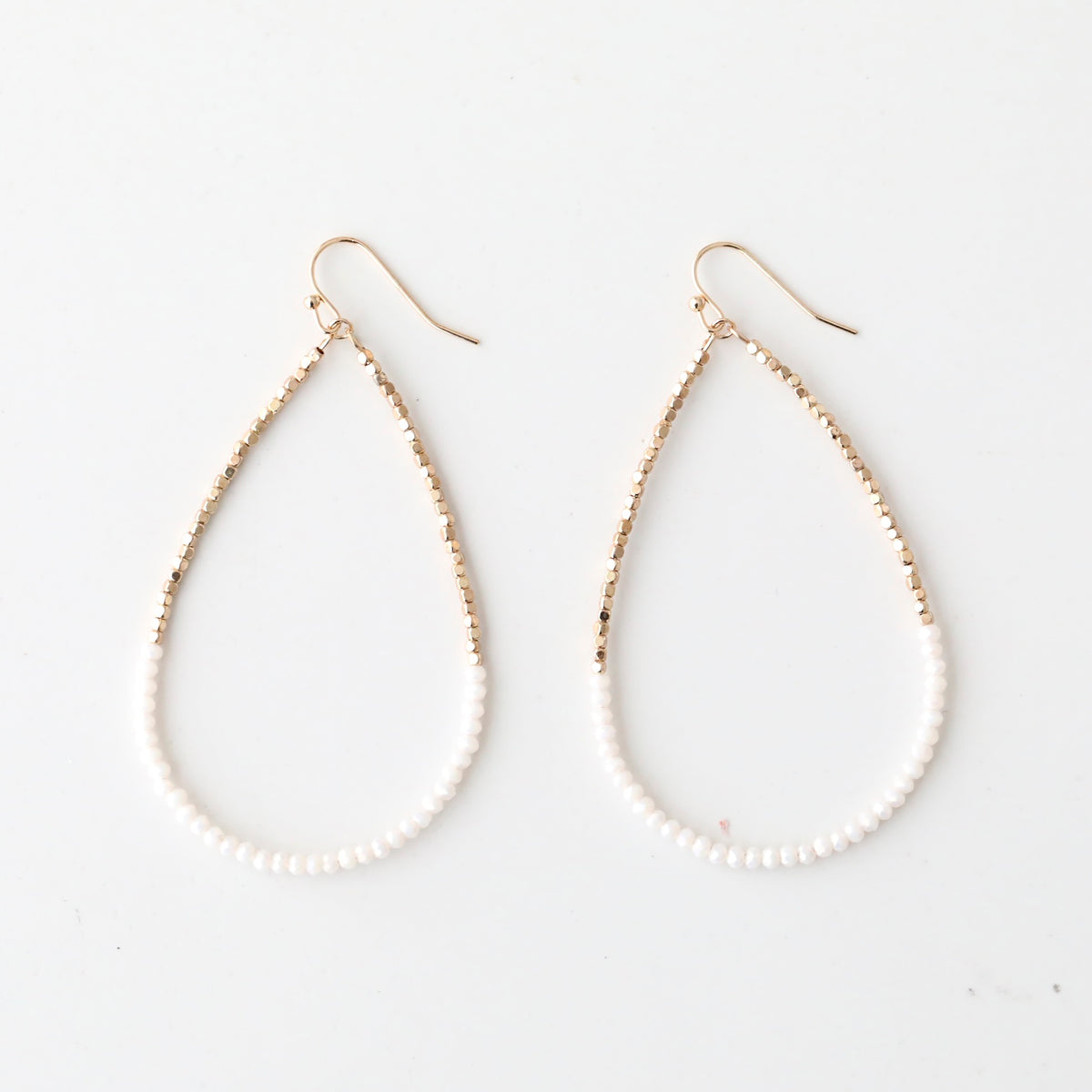 Beaded Large Teardrop Shaped Earrings
