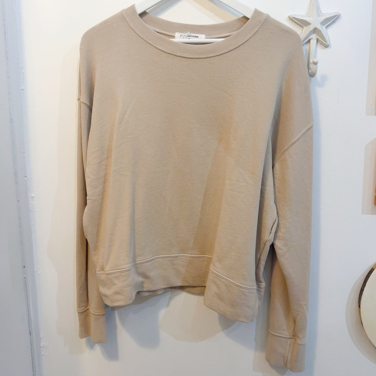 PerfectWhiteTee Ziggy Beige Reverse Fleece Crew Neck Sweatshirt