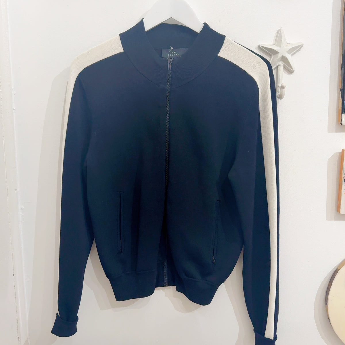 Luxe Deluxe Black Contrast Stripe Track Jacket