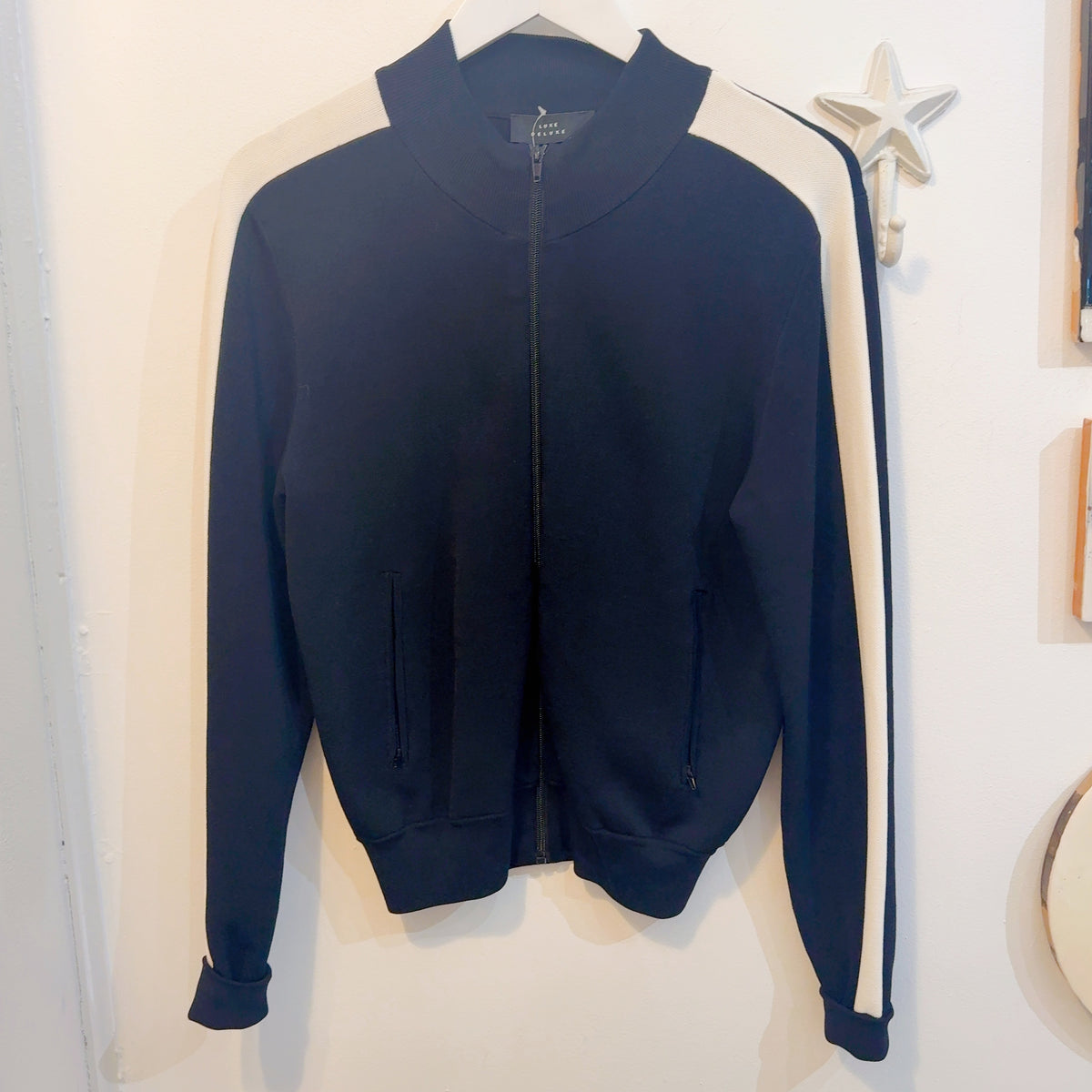 Luxe Deluxe Black Contrast Stripe Track Jacket