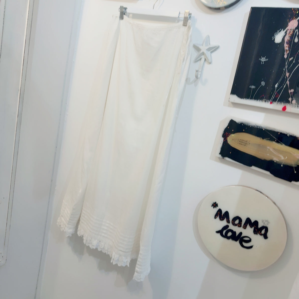 The Silk Co. White Lace Trim Maxi Skirt