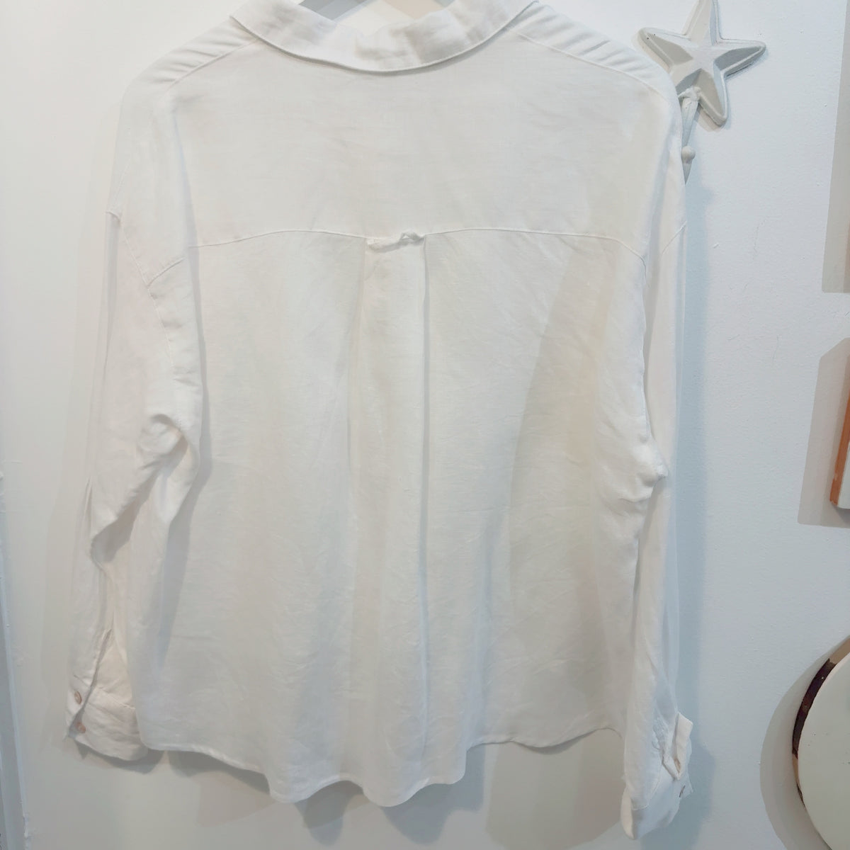 Zoe Georgiou White Linen-Blend Button-Up Shirt