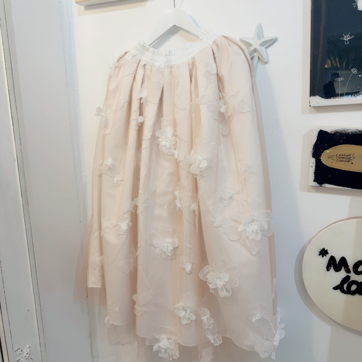 Marielle Atelier Blush Floral Appliqué Maxi Skirt