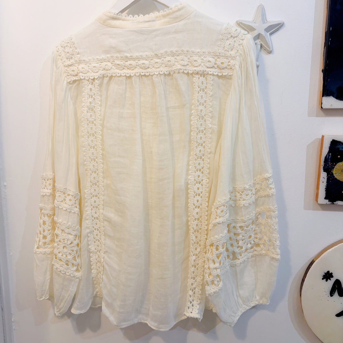 Zoe Georgiou Cream Lace Trim Blouse