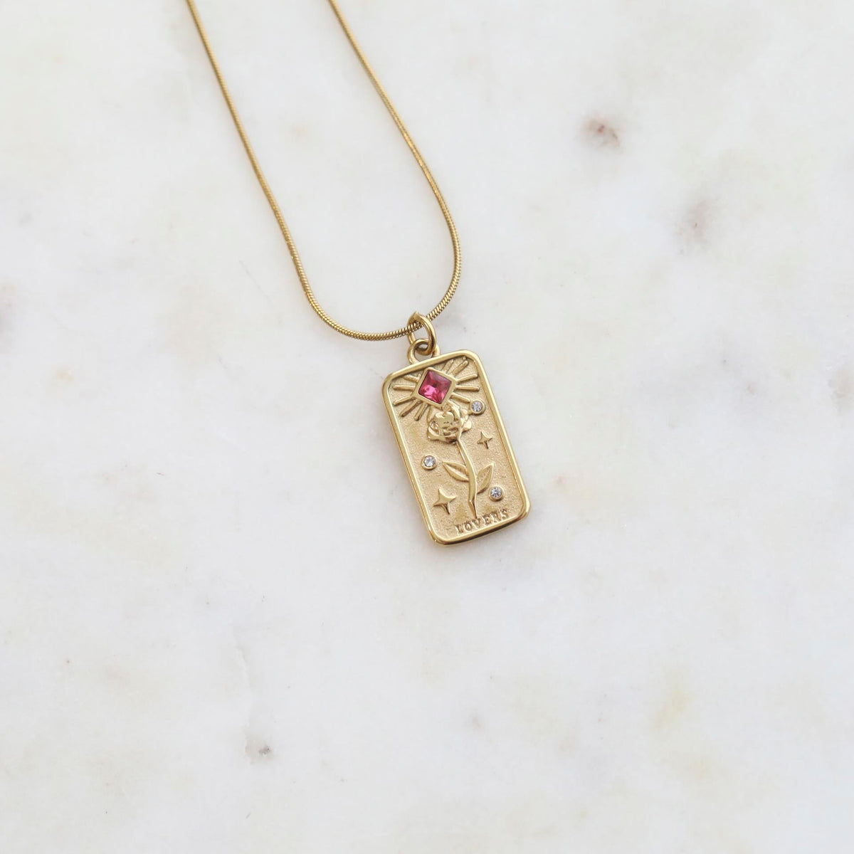 Lovers Tarot Card Pendant Necklace in 18K Gold by Mrs V
