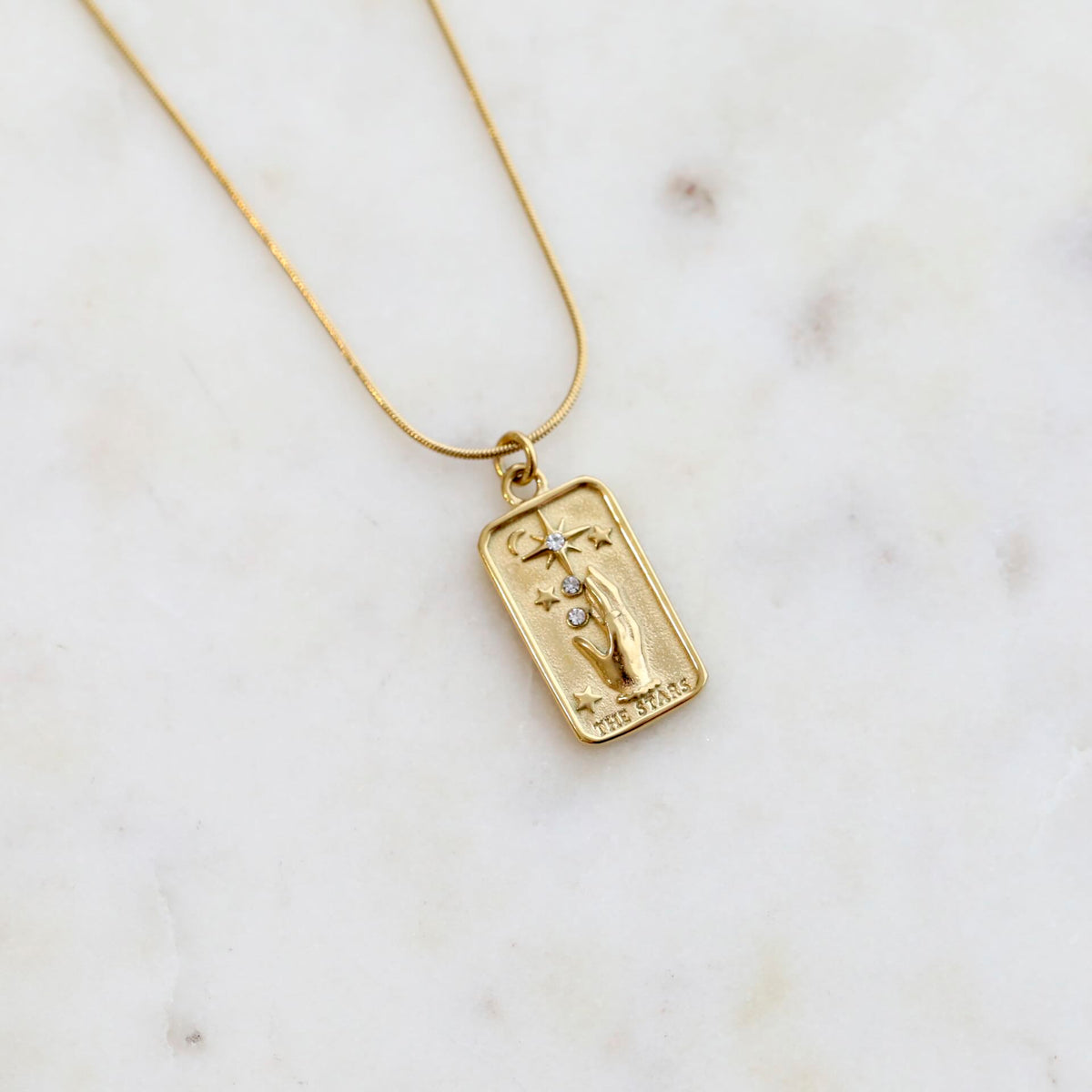 Elegant Star Tarot Card Pendant Necklace in 18K Gold by Mrs V