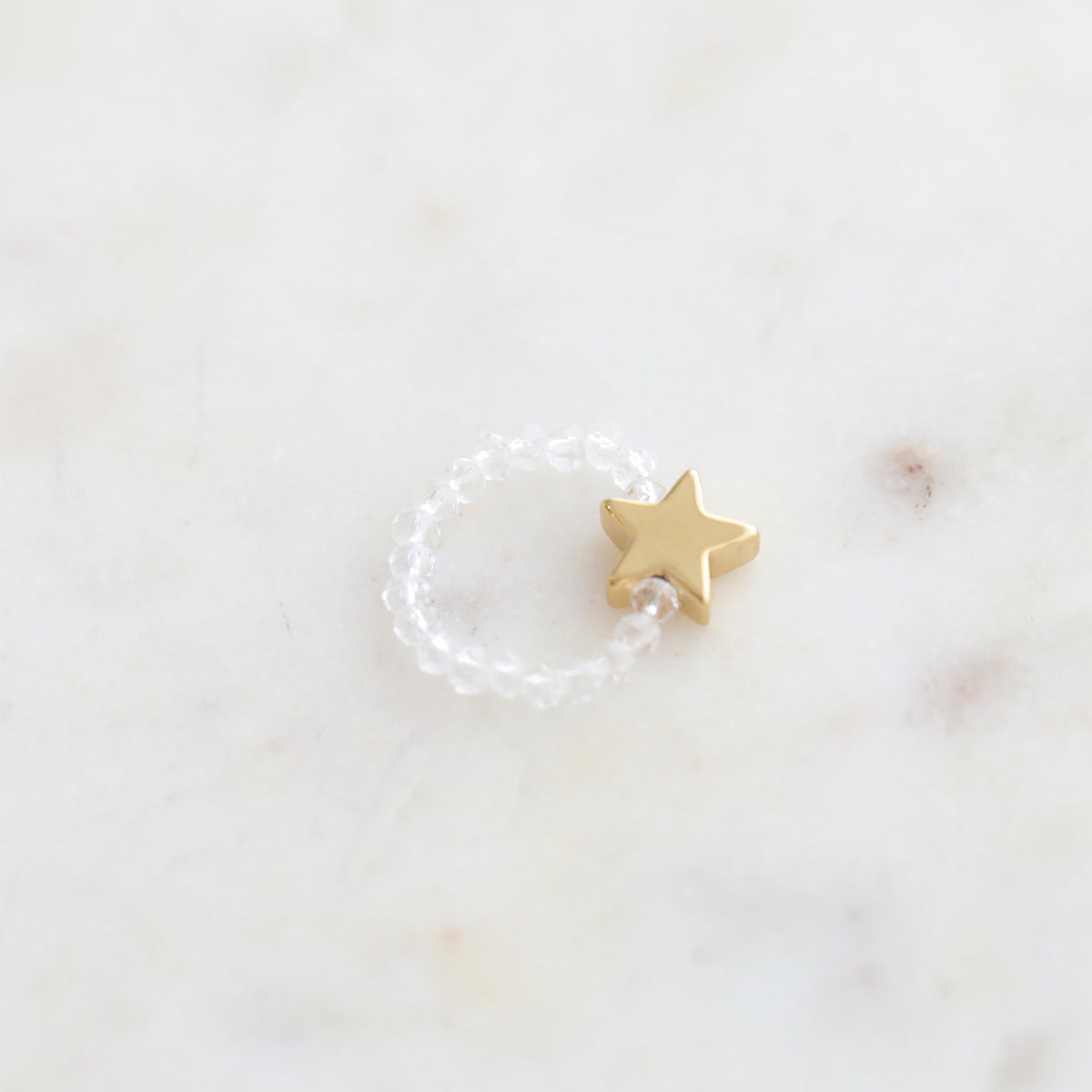 Crystal Clear Beaded Rings with Star by Mrs V – Handmade with Clear Crystal Miyuki Beads