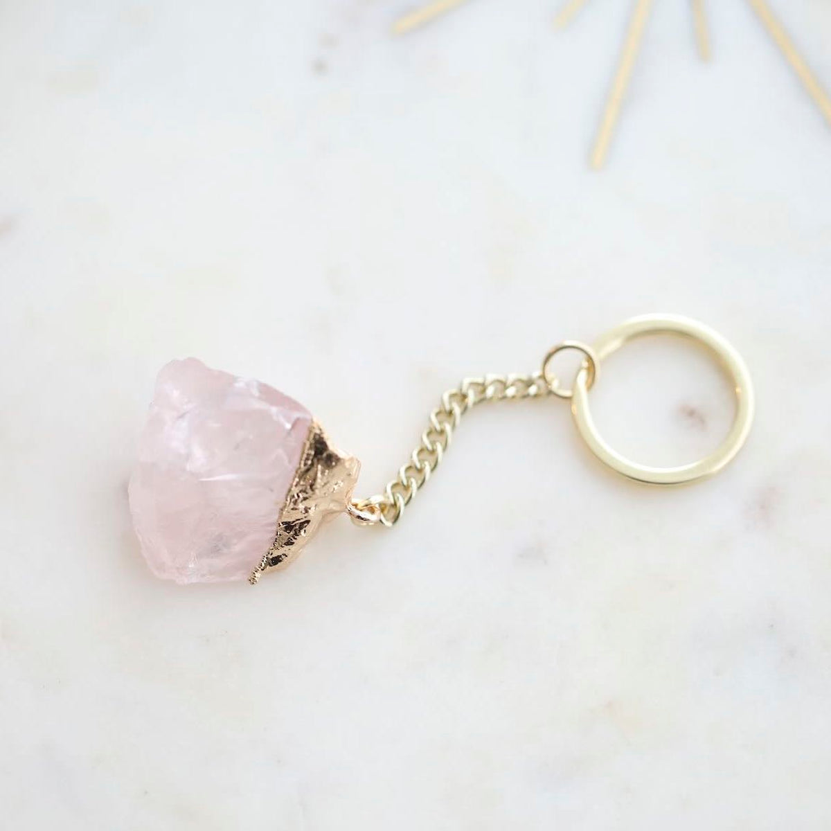 Rose Quartz Crystal Key Ring by Mrs V – Love and Protection On-the-Go