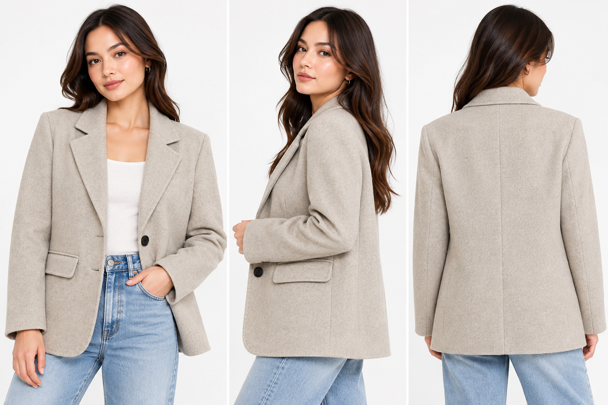 Mint Velvet London Light Grey Wool Blend Blazer