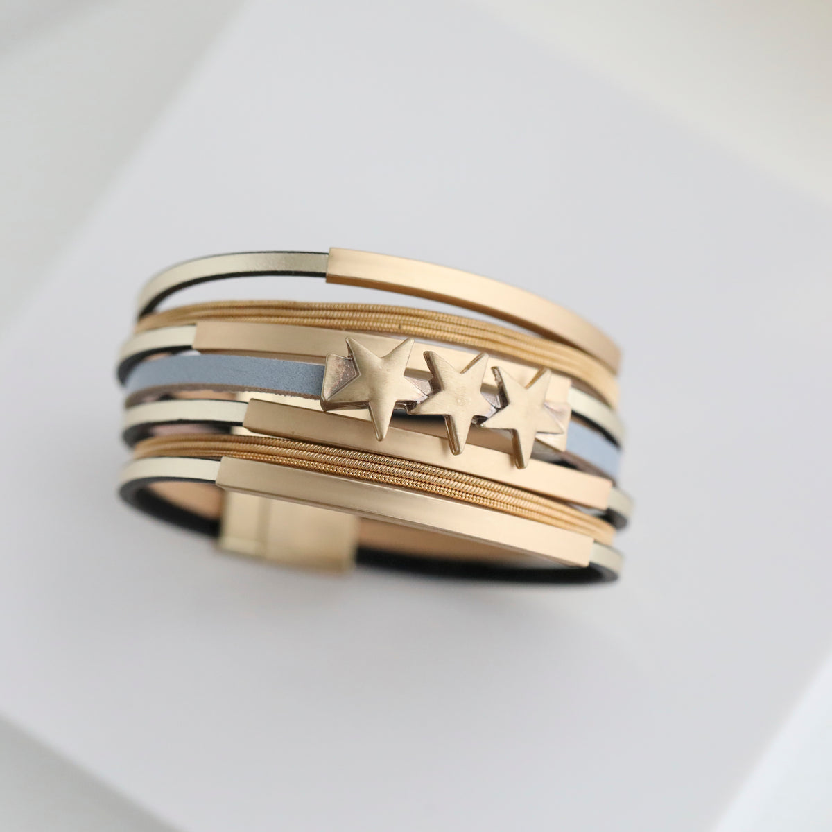 Natural Leather Star Cuff