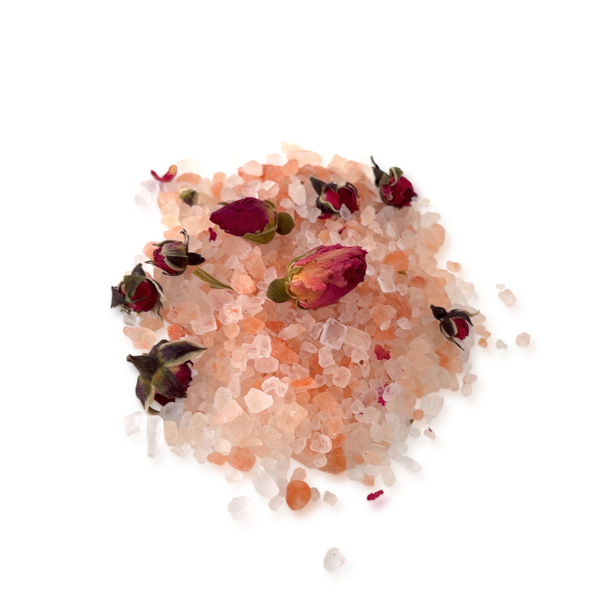 Close-up of Himalayan Bath Salts and Rose Petals in Sachet by Mrs V